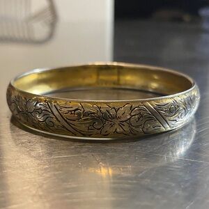 Brighton Textured Bracelet Scrollwork Silver tone Cuff STATEMENT Slip On Ornate